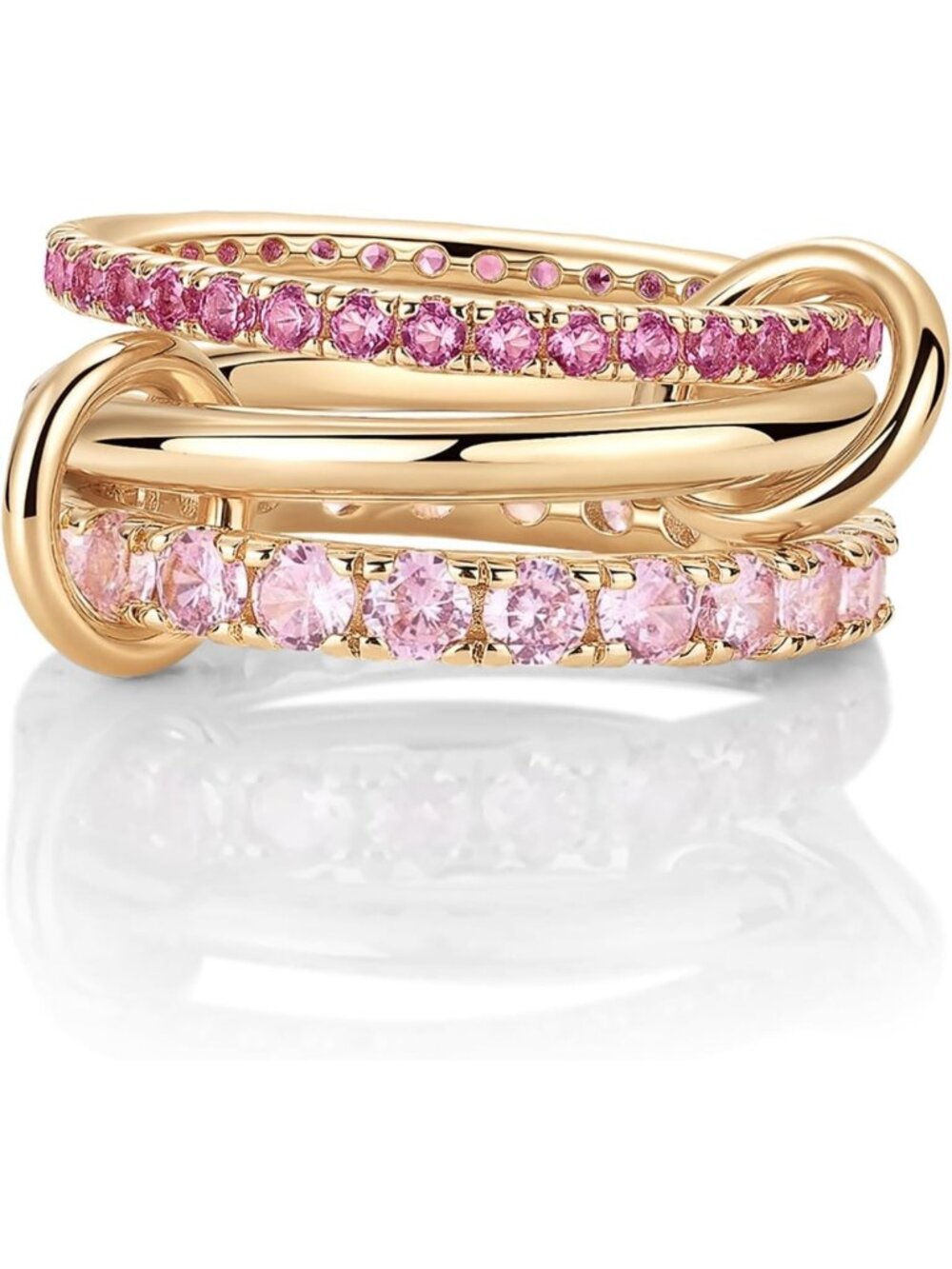 Trendy 14K Gold Plated Interlocking Stackable Rings for Women - Chunky